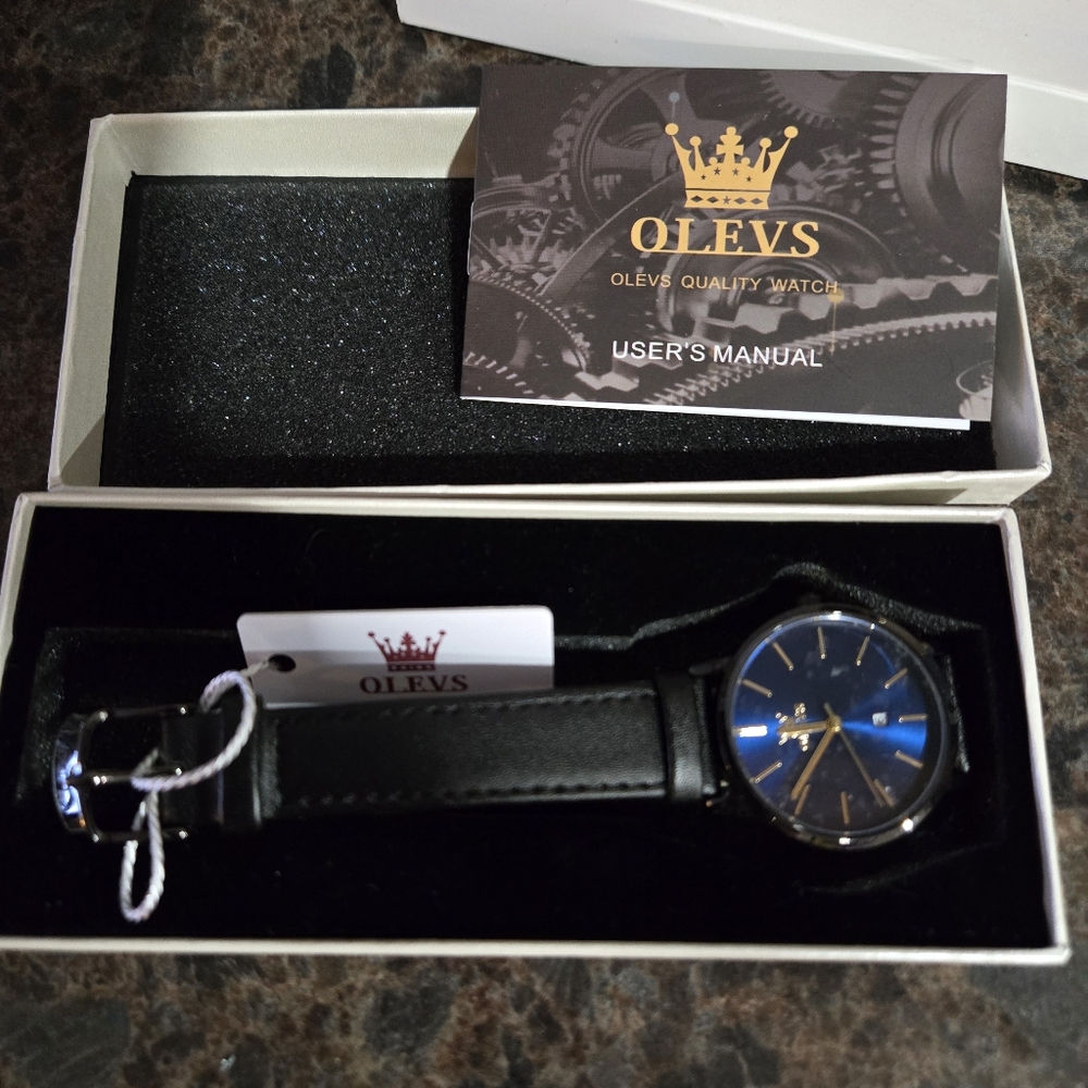 OLEVS Black and Blue Watch